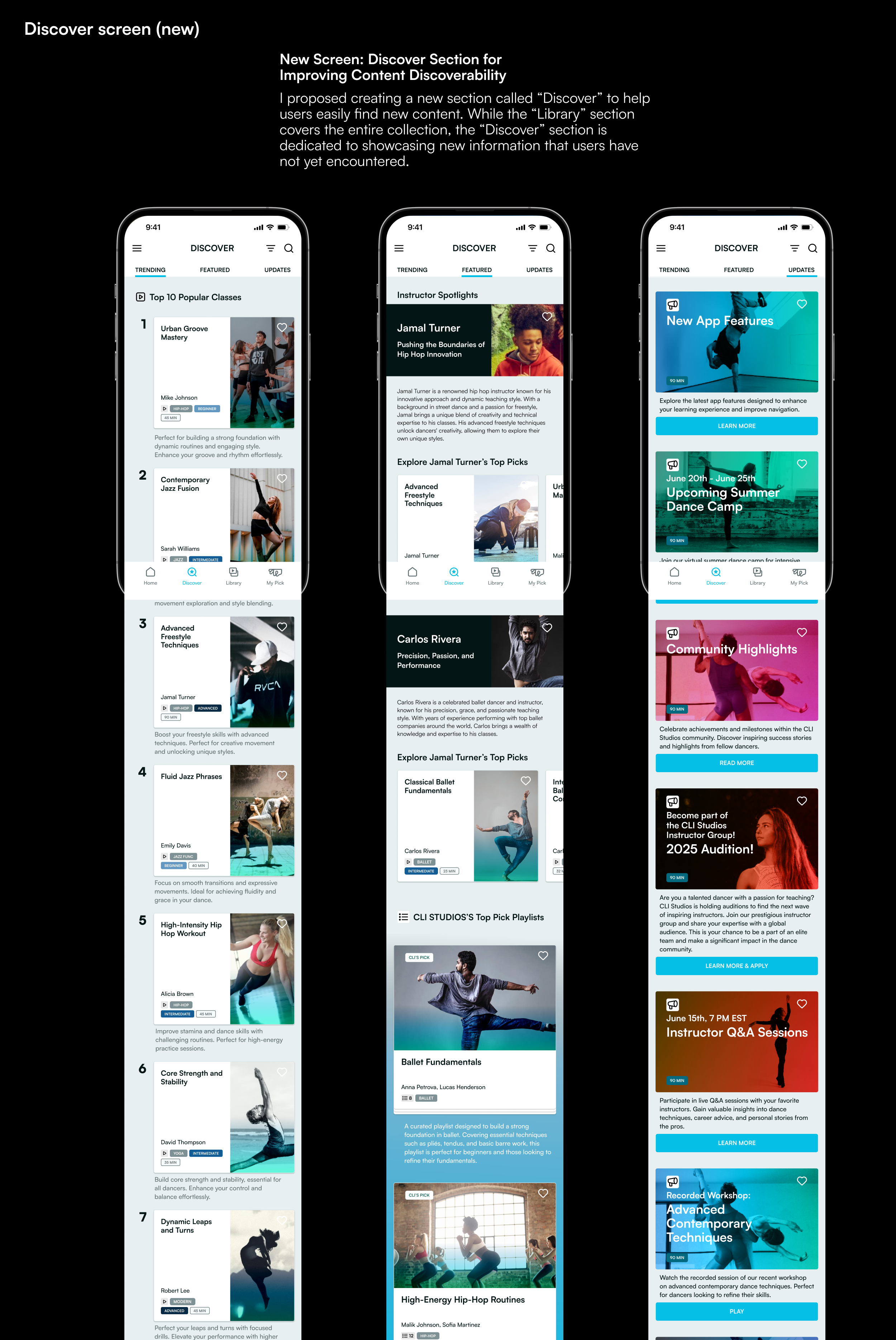Before and after — Discover screen