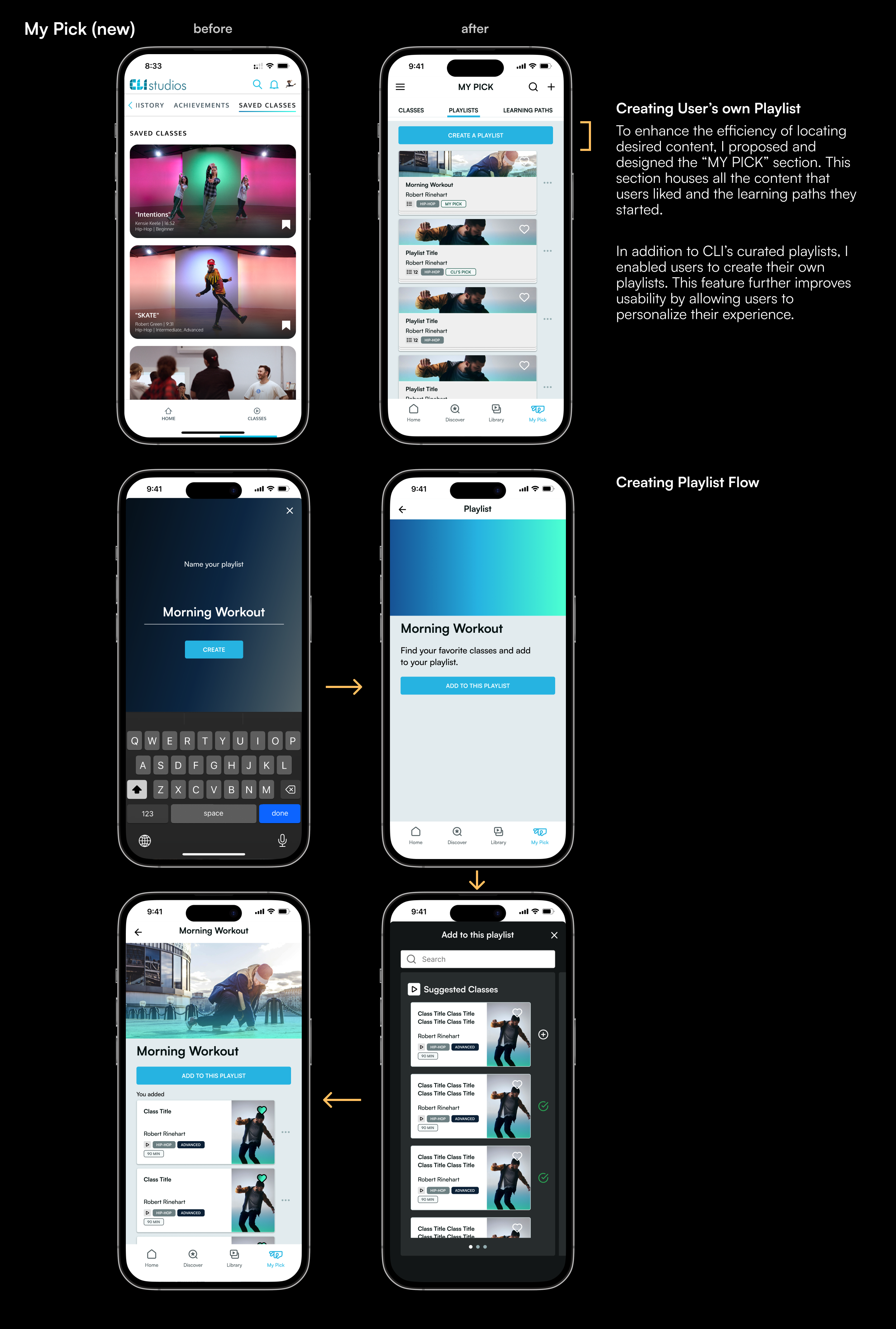 Before and after — My Pick screen