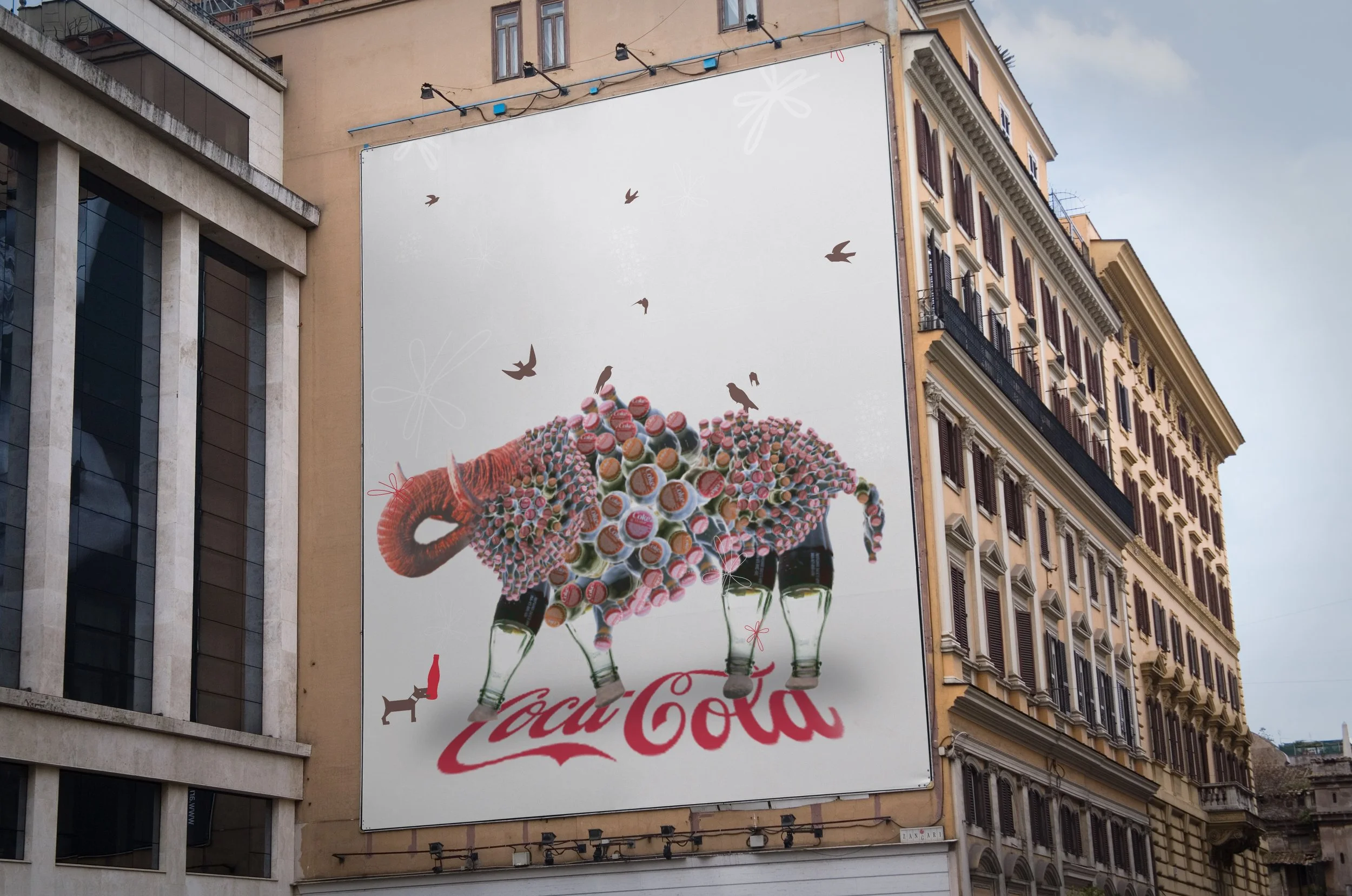 Coca-Cola Animal World elephant billboard, Rome