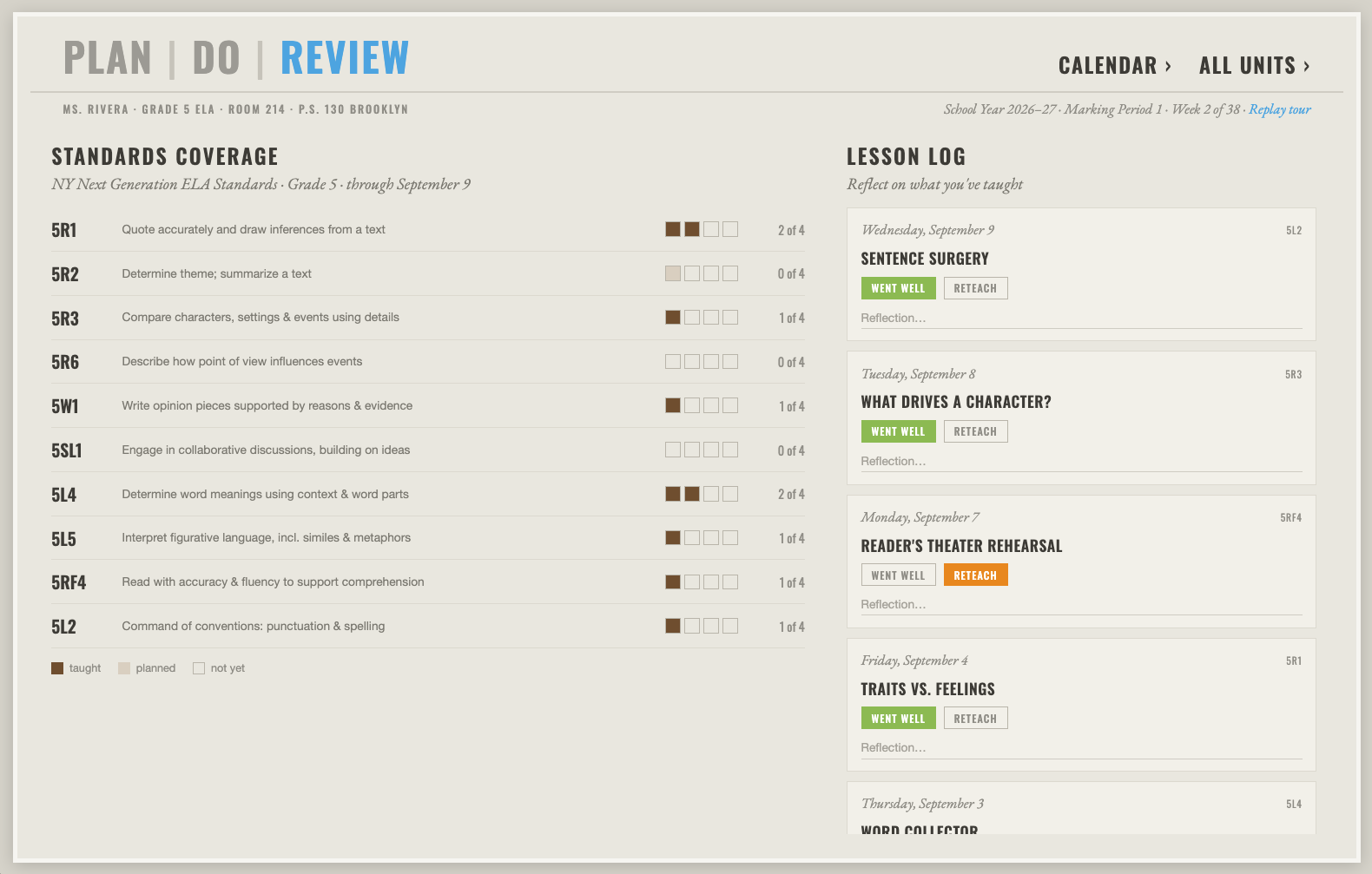 EduTrack screenshot 05 — classroom planning detail