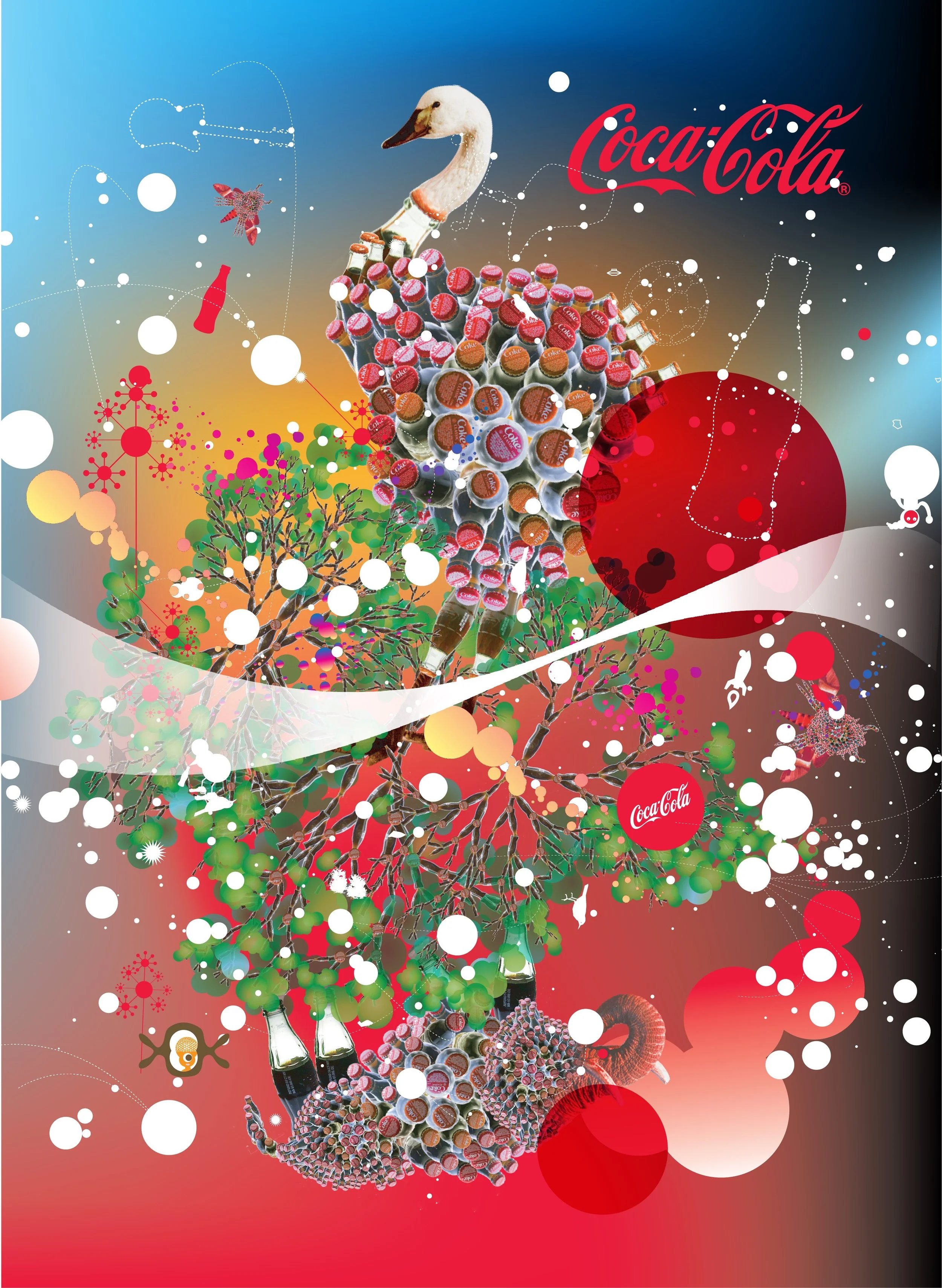 Coca-Cola Animal World illustration, swan
