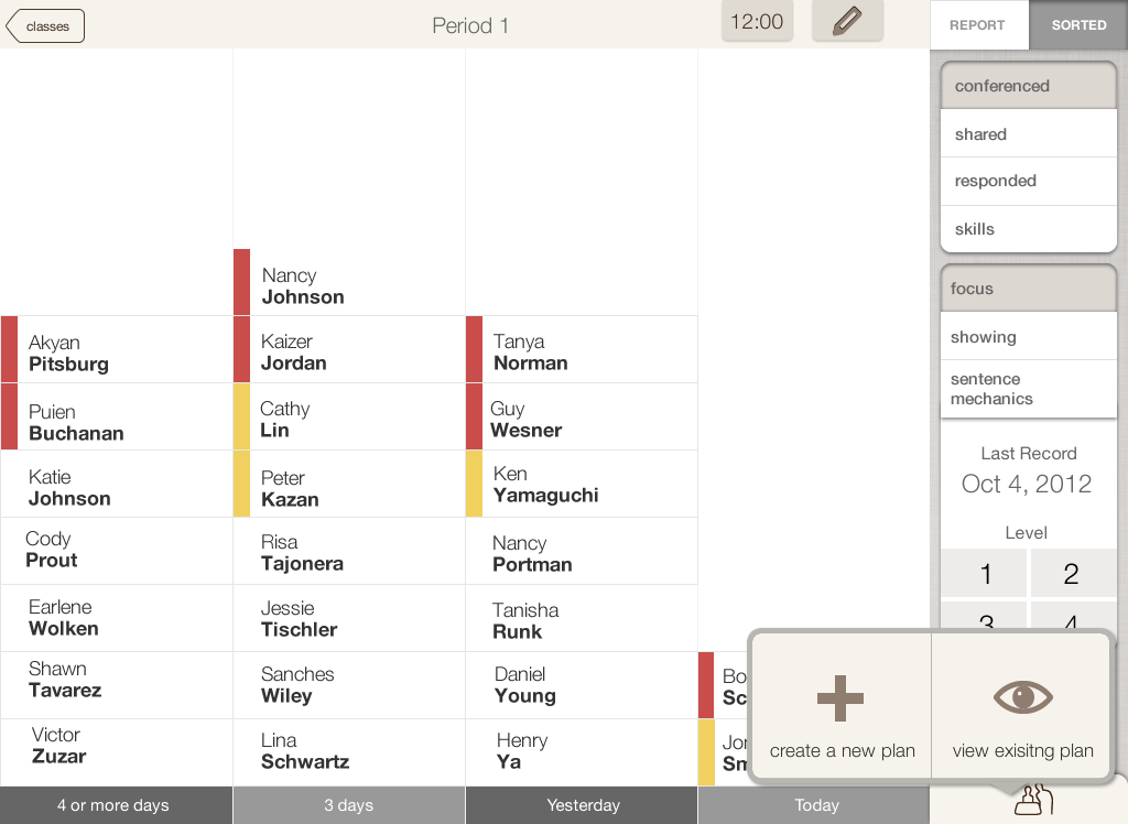 Prototype — roster sorted by conference status