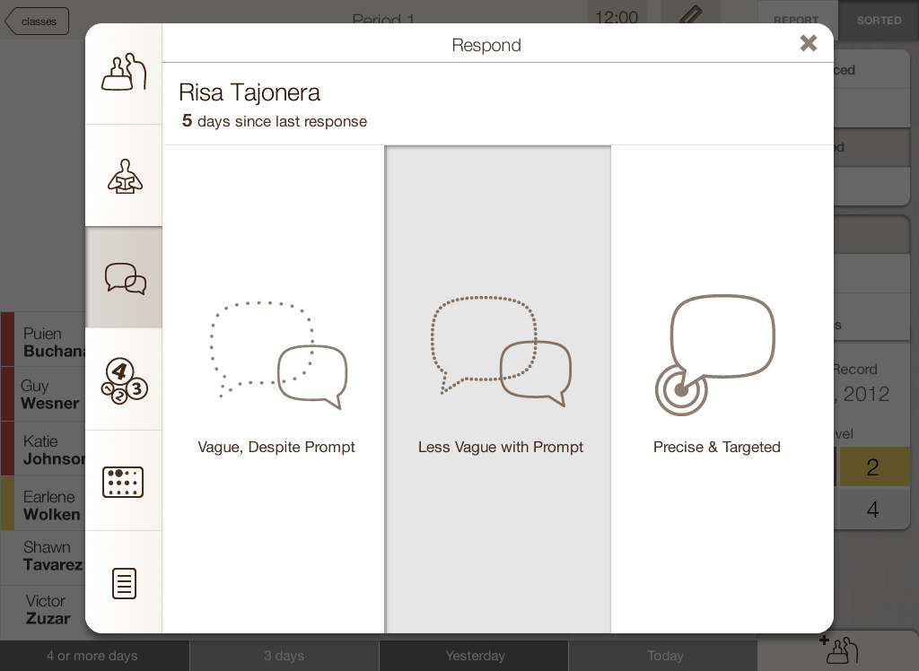 Prototype — response quality input