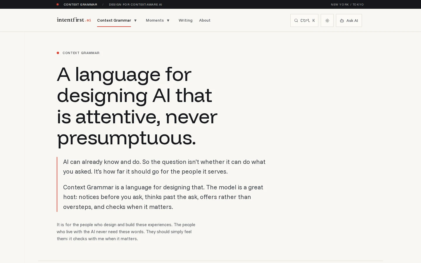Context Grammar on intentfirst.ai