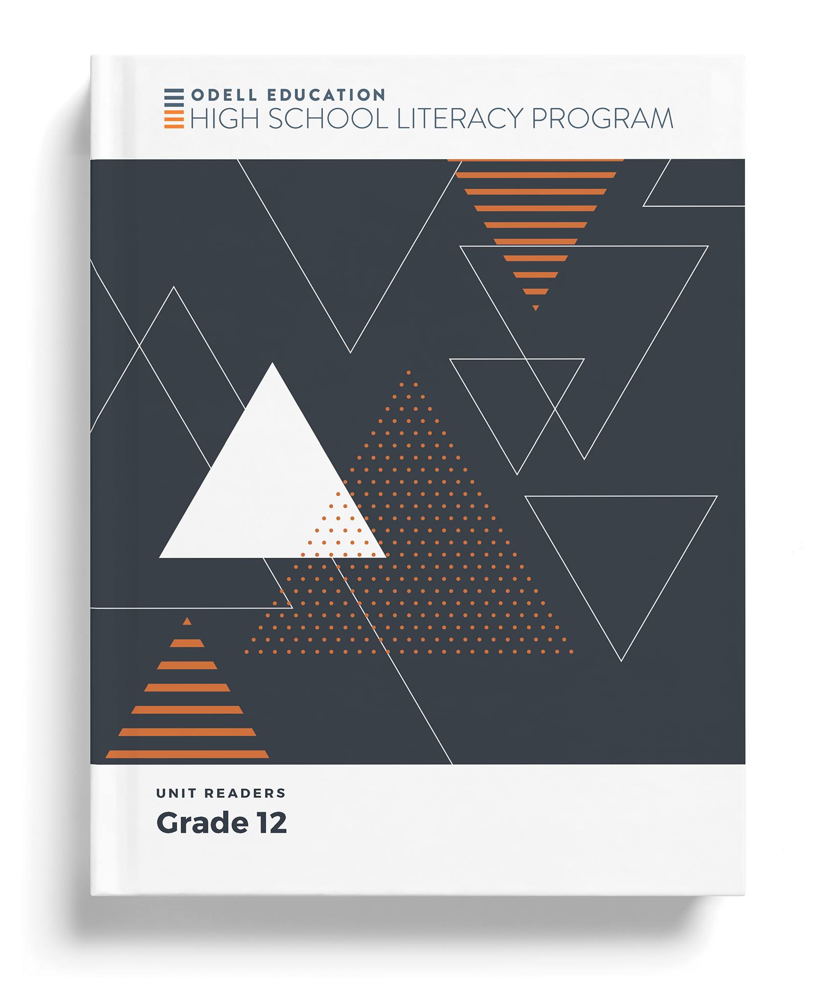 Grade 12 unit readers cover — triangles in navy and orange