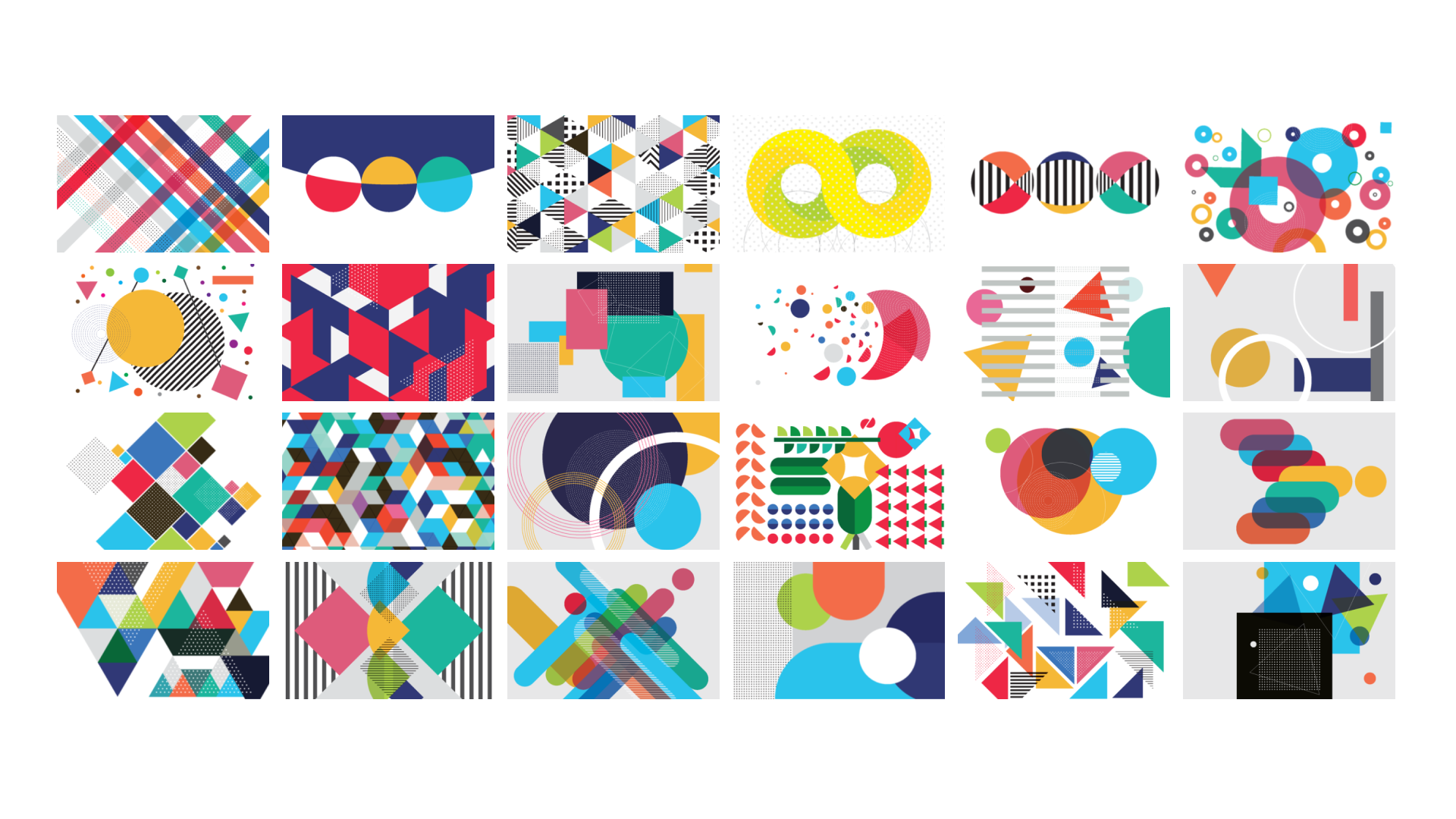 Odell Education pattern library — a grid of geometric brand compositions