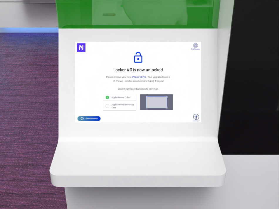 Kiosk — locker unlocked, ready for pickup