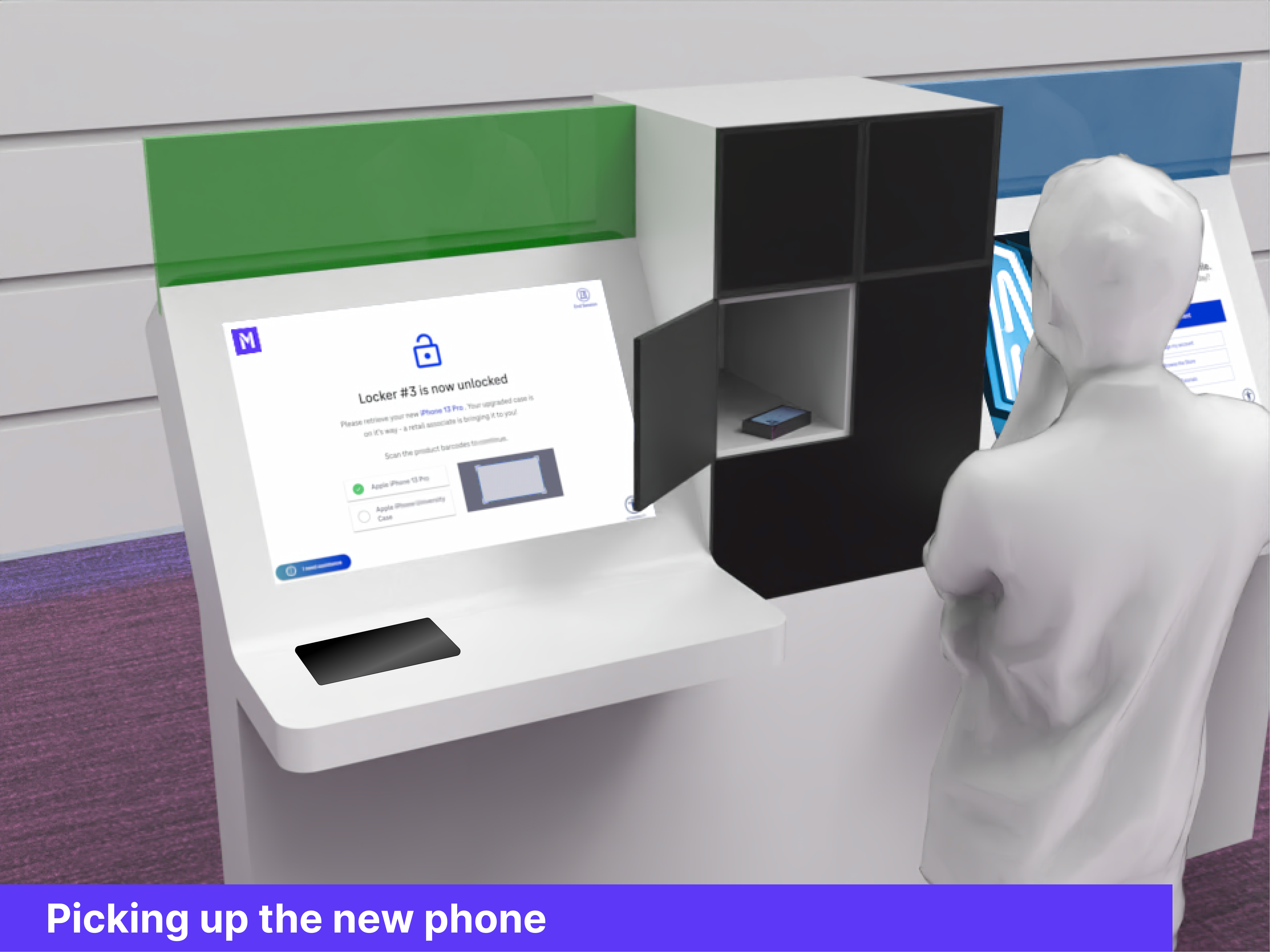 Self-serve kiosk — locker unlocked for order pickup