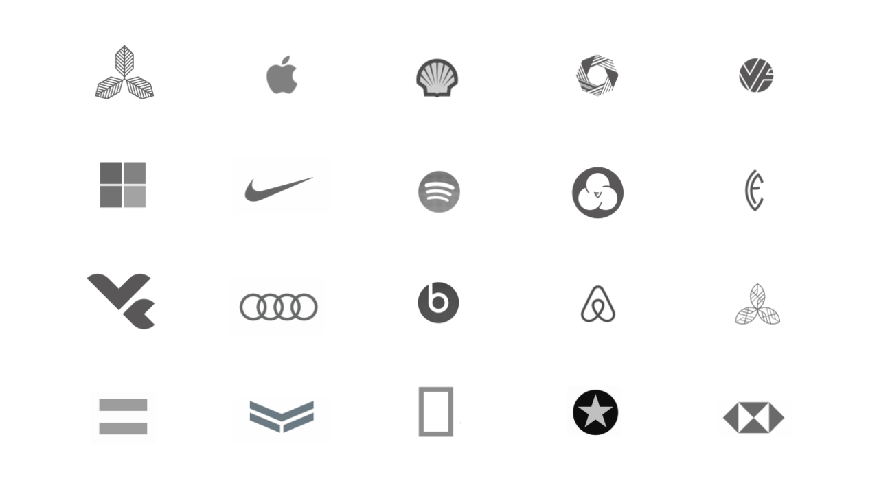 Value Frontier logo benchmarked against iconic brand marks