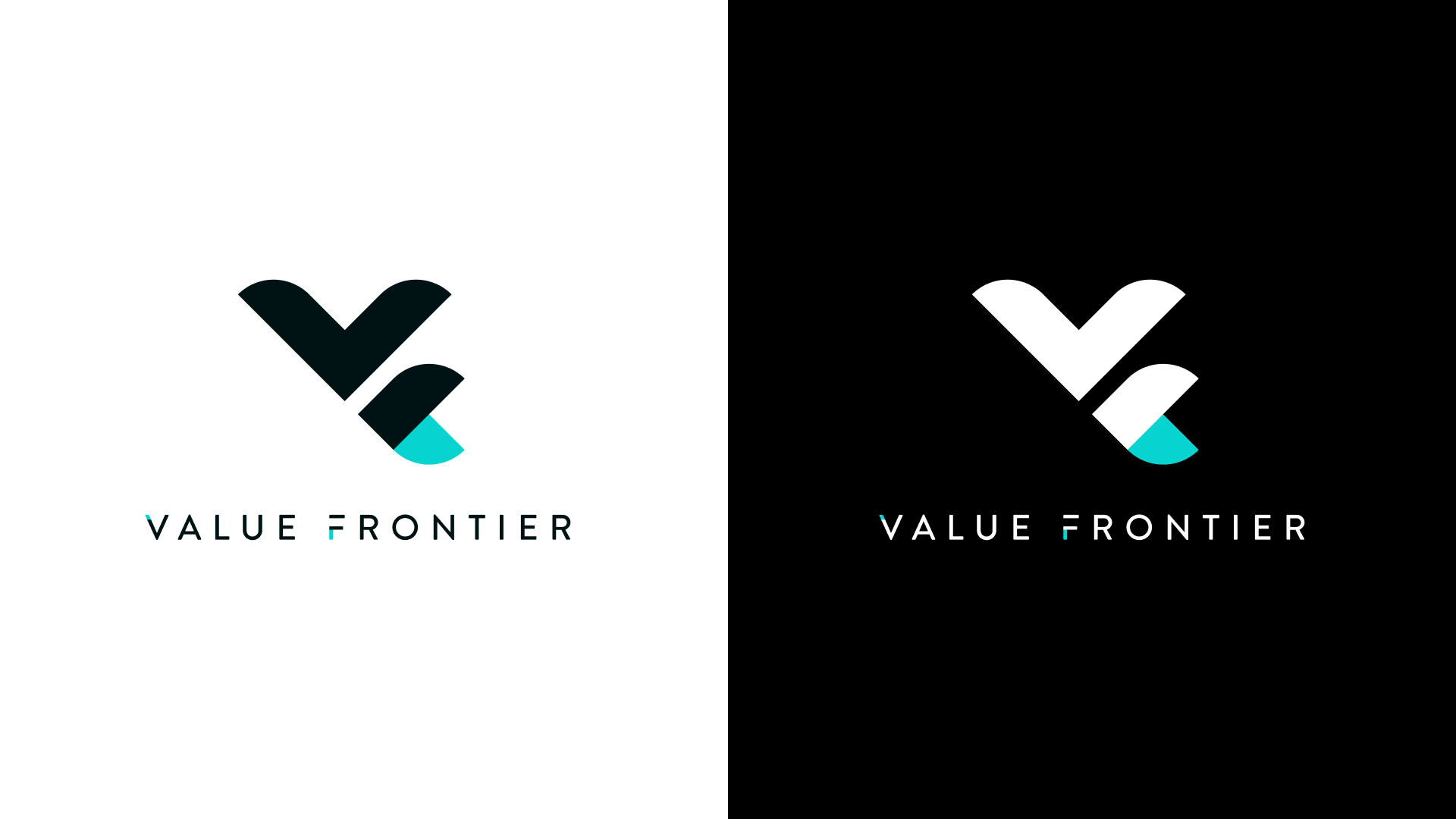 Value Frontier primary logo lockup on light and dark
