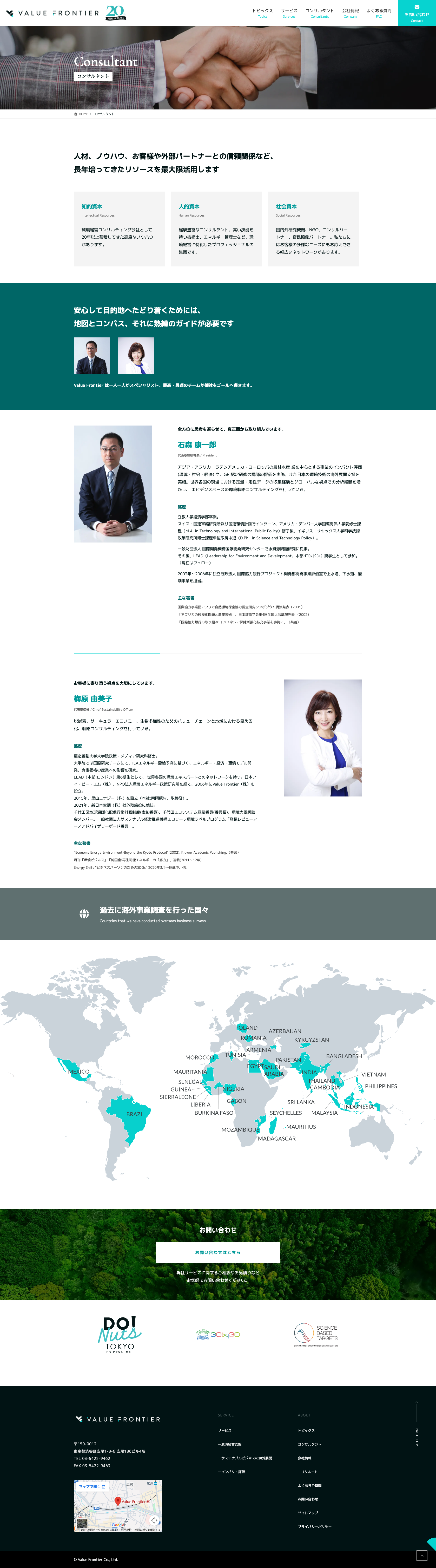 Value Frontier website — consultants