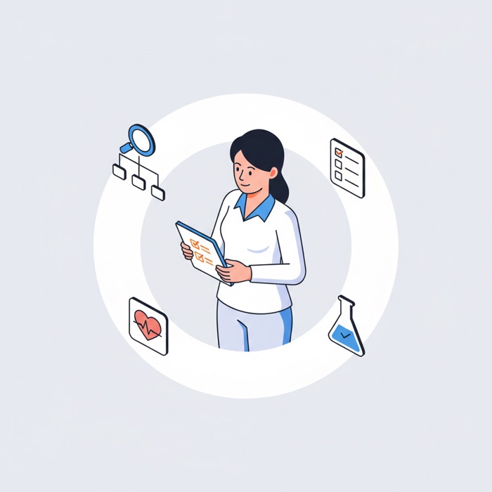 Illustrated portrait of Saga, the WDS Analyst AI agent, a strategic thinker mapping business goals to user psychology