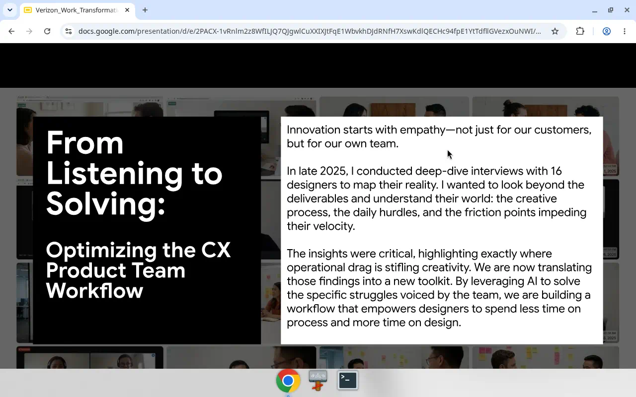 Workshop deck slide: From Listening to Solving, designer interviews