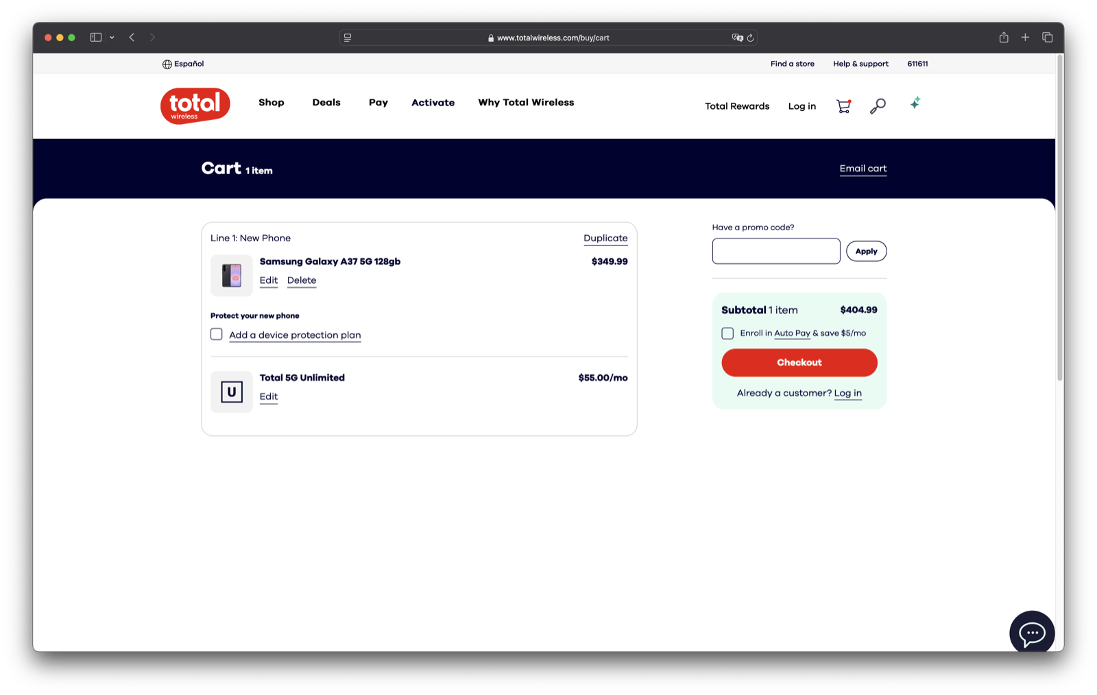 Cart — desktop