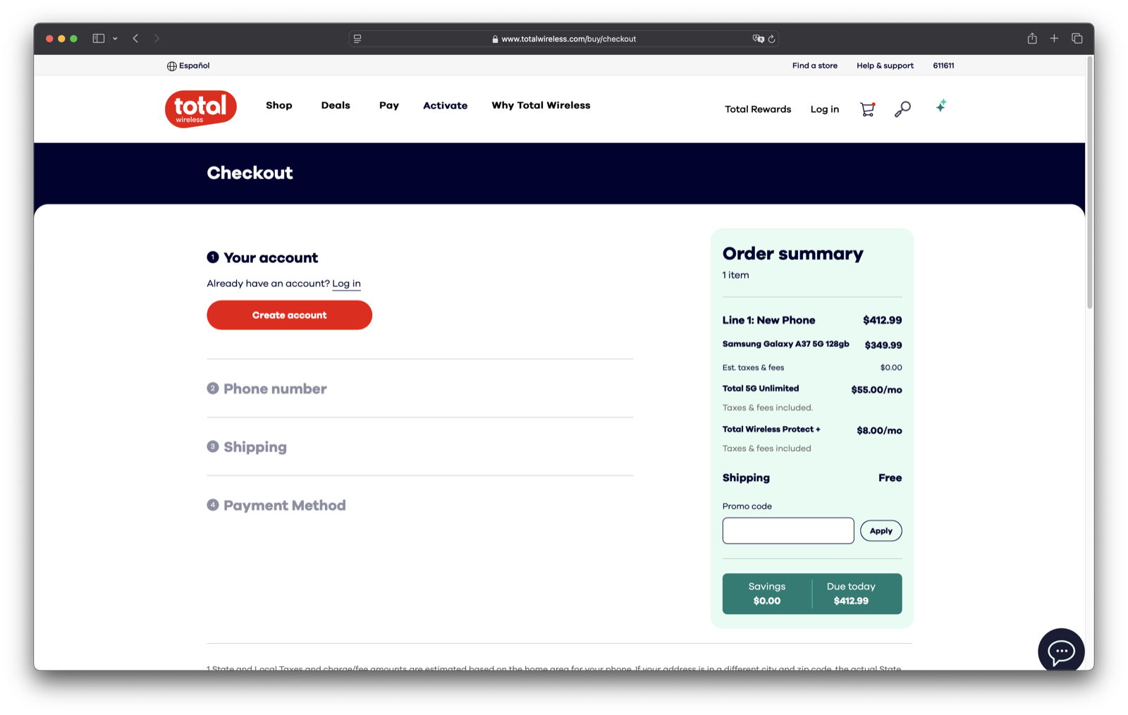 Checkout — desktop