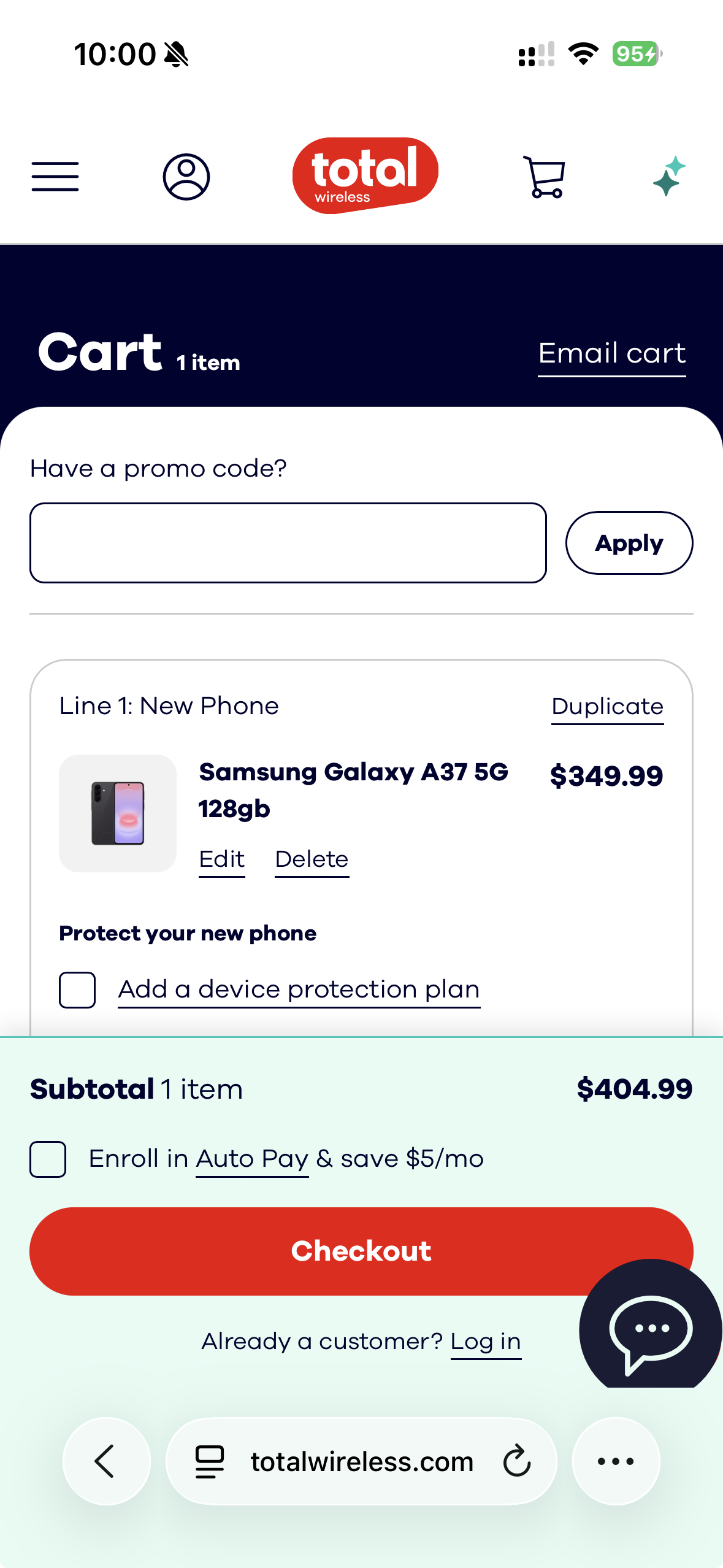 Cart — mobile
