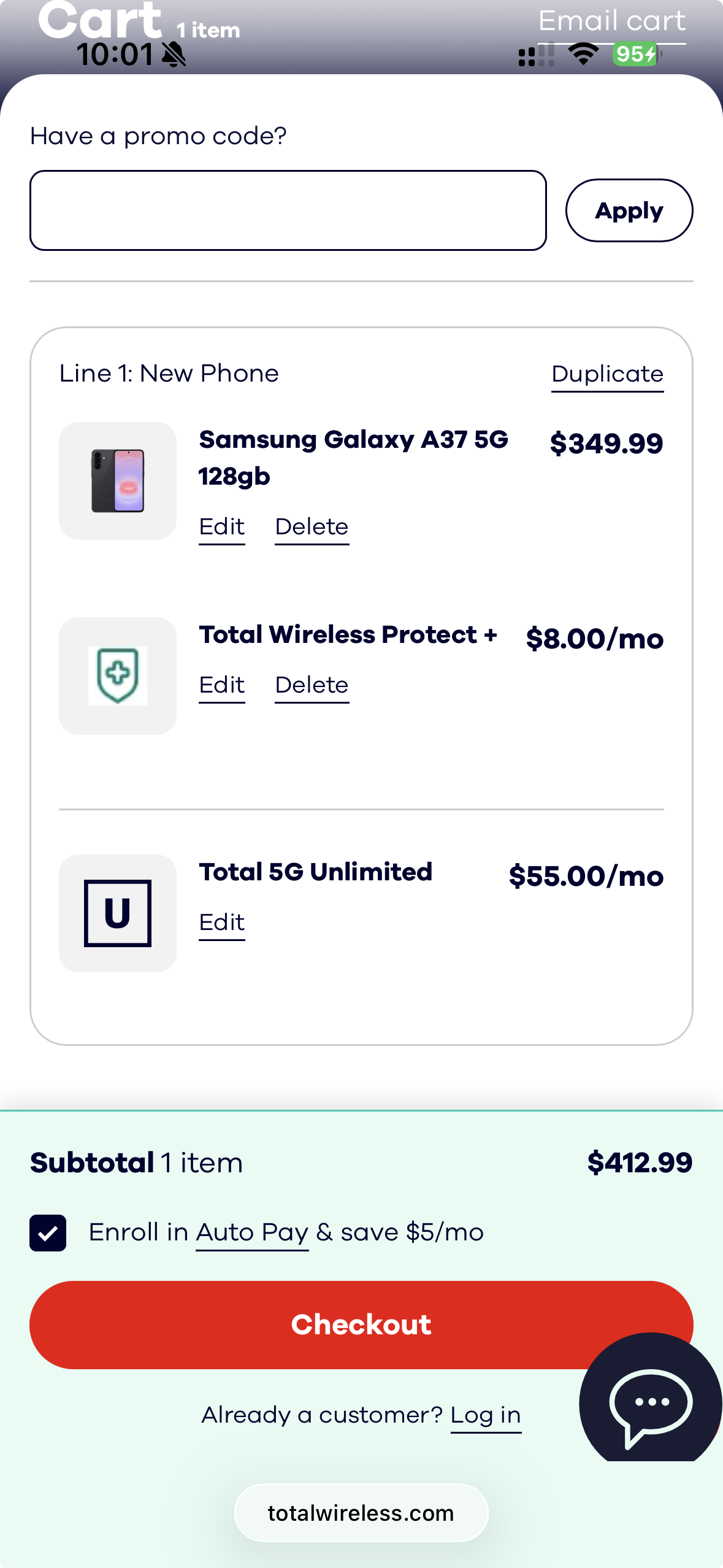 Checkout — mobile
