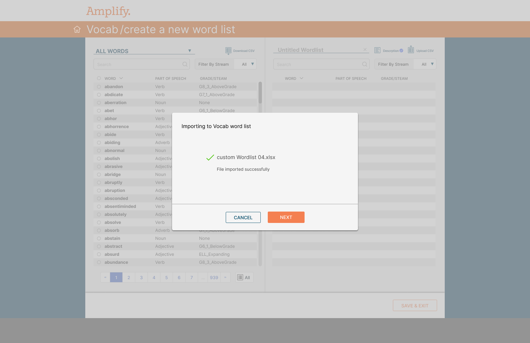 Import confirmation step before words are added to the list