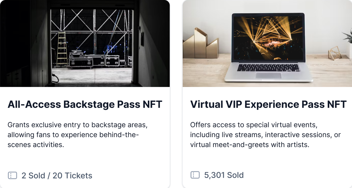 Detail — All-Access Backstage Pass and Virtual VIP Experience Pass NFT tickets